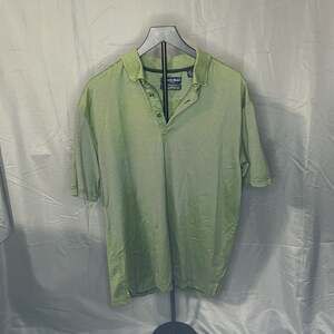 Austin Reed London Green Striped Short Sleeve Polo Shirt